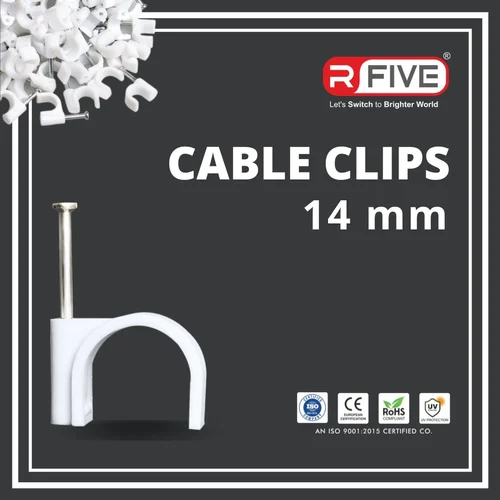 14 Mm Single Nail Cable Clips, For Wall Hanging, Color : White