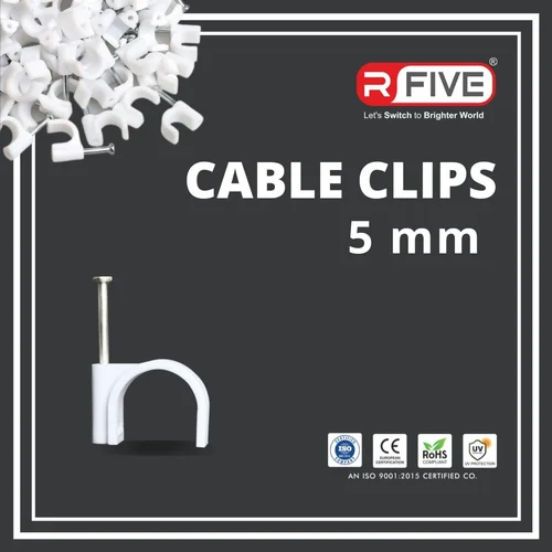 5 Mm Single Nail Cable Clips, For Wall Hanging, Color : White