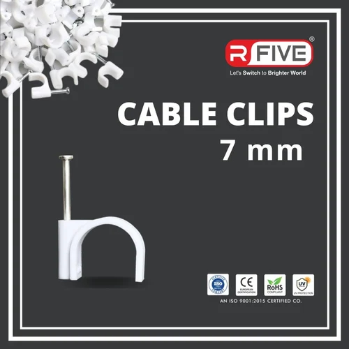 7 Mm Single Nail Cable Clips, For Wall Hanging, Color : White