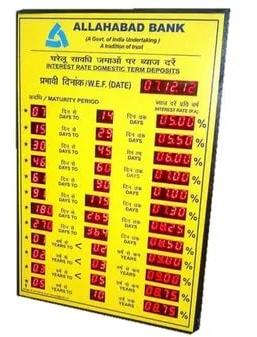 Allahabad Bank Interest Rate Display Board, Dimension : 2x3 Feet