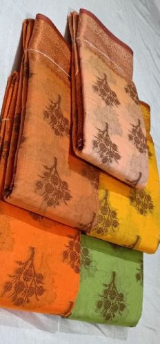 Printed Cotton Floral Design Saree, Occasion : Party Wear
