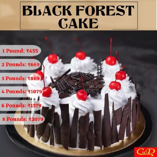 Round Beautifully Designed Black Forest Cake, Packaging Type : Curated Box