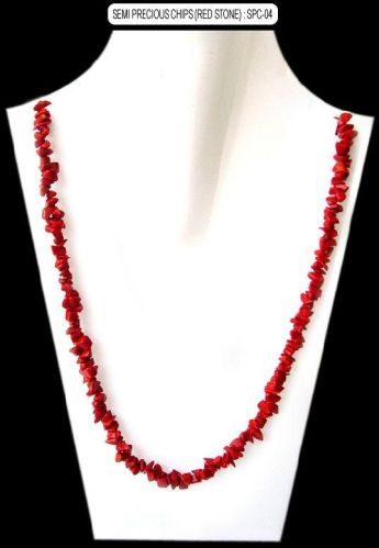 Semi Precious Red Stone Chips Necklace, Gender : Womens