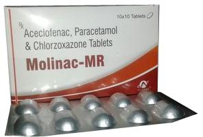 Aceclofenac Paracetamol Chlorzoxazone Tablet, Packaging Type : Aluminium-Aluminium
