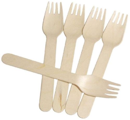 Polished Wooden Forks, For Party Servings, Color : Creamy
