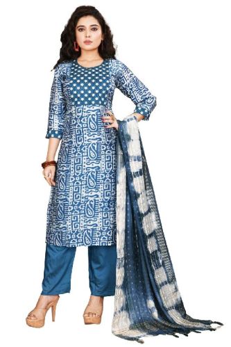 Chabderi Silk Kurti Pant N Duppata Set