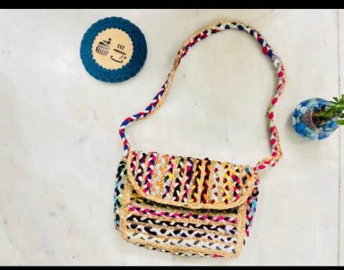 Plain Jute Sling Bag, Closure Type : Zip