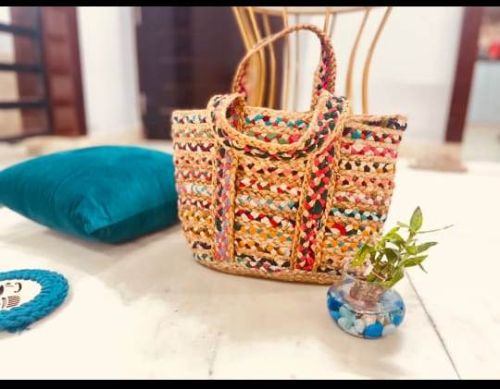 Rectangular Jute Tote Bag, For Good Quality, Technics : Handloom