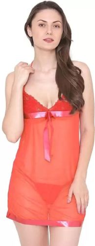 Avyanga Cotton Plain Orange Babydoll Dress, Technics : Machine Made