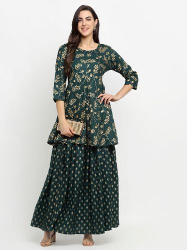 Rayon Short Kurti With Skirt, Occasion : Party Wear