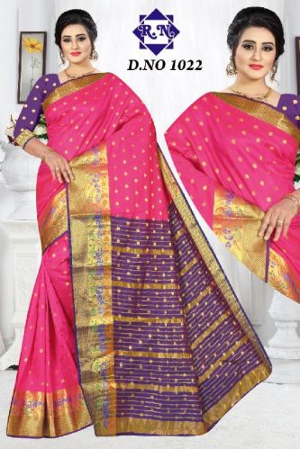 Jacquard Unstitched Paithani Saree, For Easy Wash, Anti-Wrinkle, Shrink-Resistant, Work Type : Weaving Work