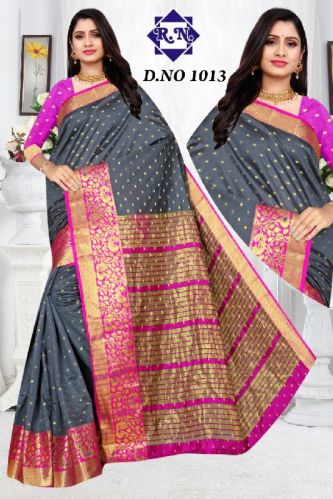 Unstitched Silk Saree, For Easy Wash, Anti-Wrinkle, Work Type : Zari Work