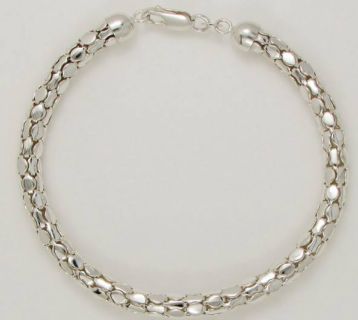 925 Sterling Silver Popcorn Chain Bracelet, Gender : Unisex