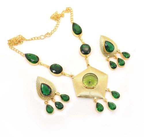 Diopside Quartz Cut Gemstone Necklace Set, Style : Collar
