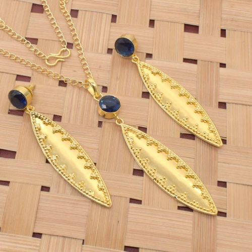 Latest Iolite Quartz Gold Plated Necklace Set