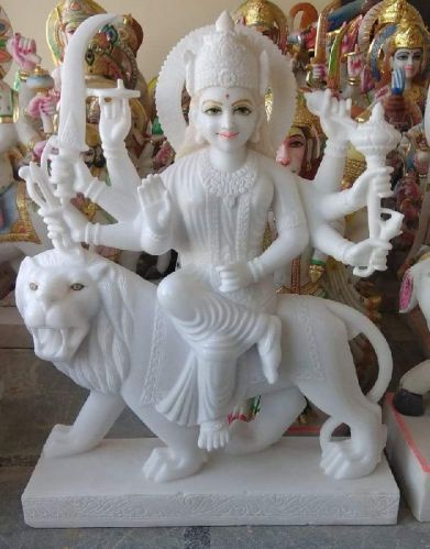 Decorative Marble Durga Maa Statue, For Worship