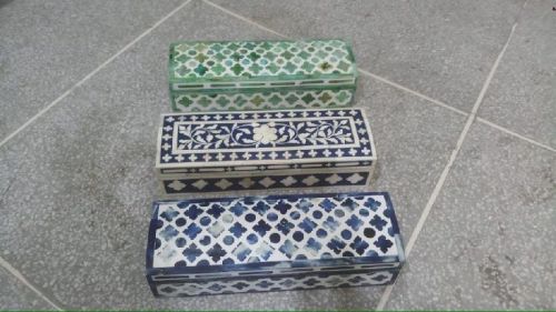 Square Set Of 3 Bone Inlay Box, For Gifting, Pattern : Printed