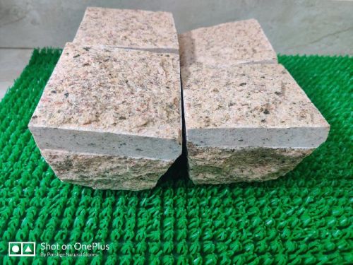Solid Yellow Granite Cobbles Stone, For Staircase, Walls Flooring