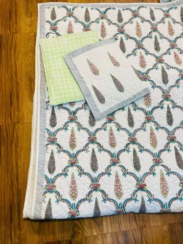 Cotton Quilted Bed Cover With Pillow, Feature : Easily Washable