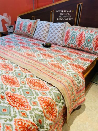 Printed Cotton Quilted Bedding Set, Feature : Easily Washable