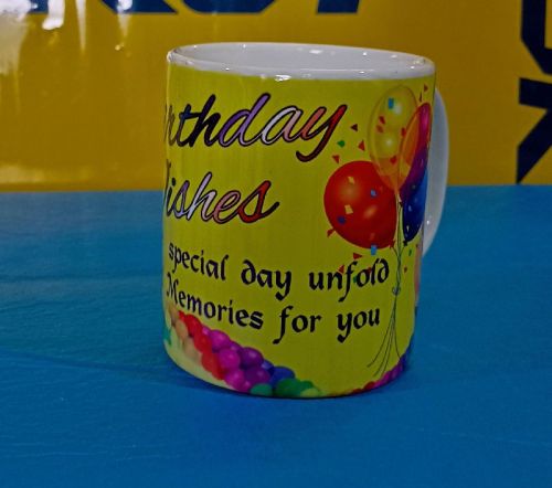Ceramic Happy Birthday Mug, For Used Gifting Purpose, Size : Large