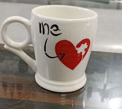 Ceramic Heart Printed Mug, For Gifting, Color : White