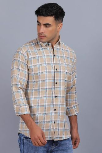 Collar Neck Cotton Mens Checkered Shirts, For Quick Dry, Easy Washable Skin-Friendly, Pattern : Checked