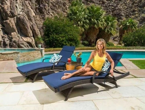 Aluminium Blue Swimming Pool Lounger, Size : Standard