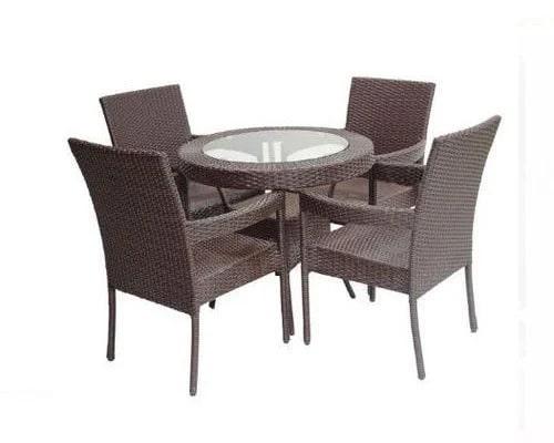 Polished Aluminium Modern Dining Table Set, For Hotel, Home, Color : Brown