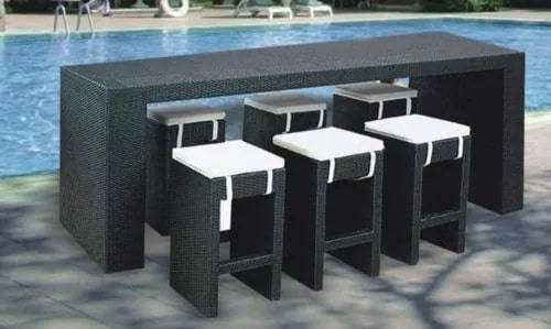 Swimming Pool Dining Table Set, Color : Black