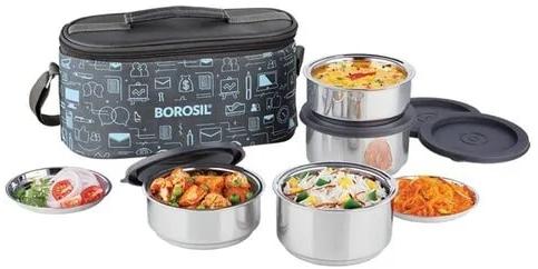 Rectangular Polished Plastic Borosil Carry Lunch Box, For Food Packing, Color : Grey