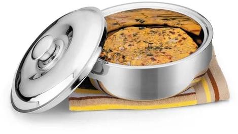 Polished Signoraware Round Casserole, Color : Silver