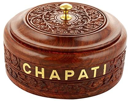 Polished Wooden Carved Chapati Box, Size : 10 Inch