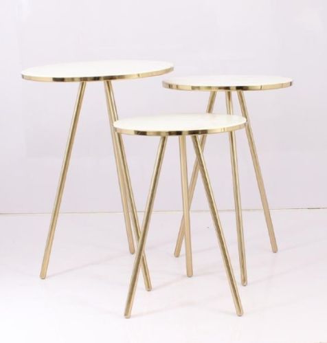 Polished Round Side Table, Pattern : Plain