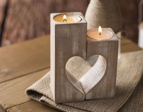 Brown Wooden Heart Shape Candle Stand, For Home Decor, Feature : High Quality, Lightweight