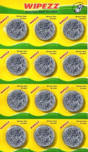 Round Wipezz 20 Gm Stainless Steel Scrubber, For Surface Cleaning, Utensils Cleaning, Color : Silver