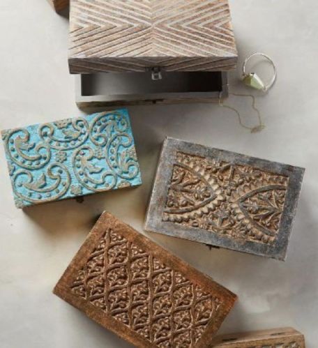 Rectangular Polished Wooden Carved Box, For Storage, Feature : Perfect Shape, High Strength