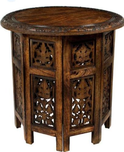 Round Polished Wooden Carved Table, Style : Modern