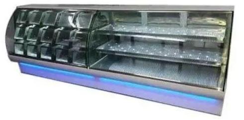 Electric Curved Glass Display Counter, Voltage : 110V
