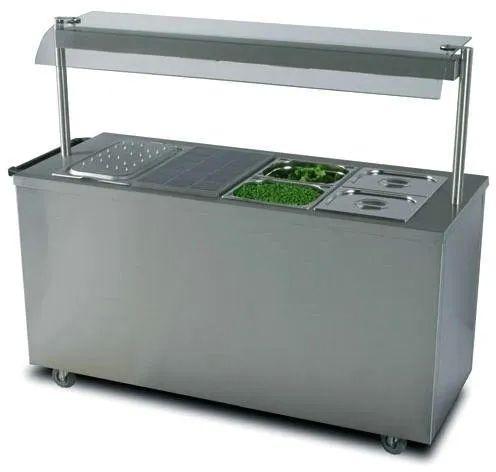 Rectangular Stainless Steel Chat Counter, For Hotel, Restaurant, Pattern : Plain