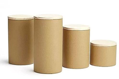 Polished Plain Kraft Paper Tube Canister, Color : Brown