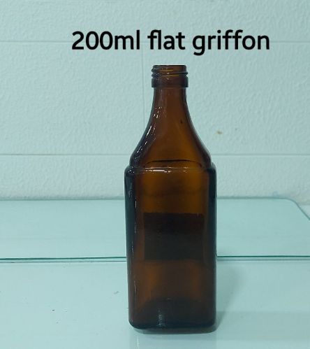 200 Ml 28 Mm Flat Griffon Amber Bottle