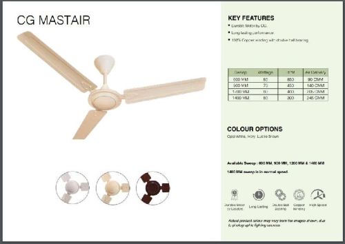 CG MASTAIR 48INCH (1200MM) CEILING FAN, Feature : Rotate Fastly, Low Power Saver, Fine Finish, Easy To Install