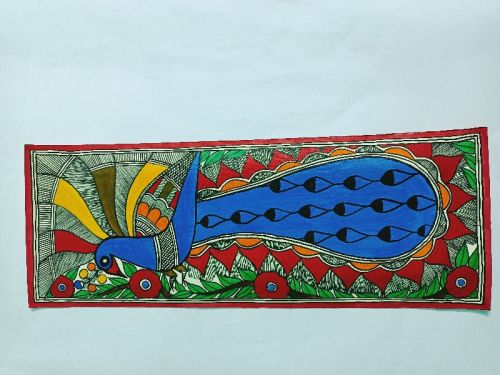 Acrylic Fine Madhubani Painting Peacock Style