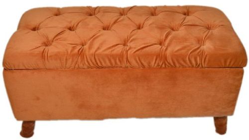 36x16 Inch Square Wooden Pouffe Stool