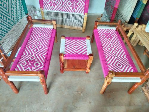 Wooden Weaving Sofa With Stool, Feature : Quality Tested, Attractive Designs