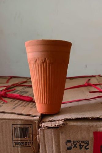 HandBuild 80ml Designer Brown Kulhad, Design/Pattern : Line