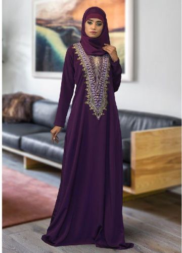 Violet Color Abaya Dress, Color : Purple
