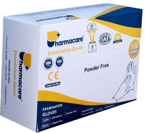 Pharmacare Latex Examination Gloves Powderfree, For Medical Use