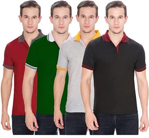 Cotton Plain Mens Polo T-Shirts, Technics : Machine Made